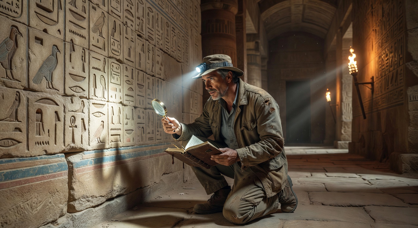 古代文字を解読する探求者